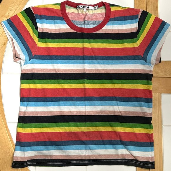 Pam & Gela Rainbow Stripe Ringer Tee T-Shirt ASO Max Mayfield - Picture 4 of 10